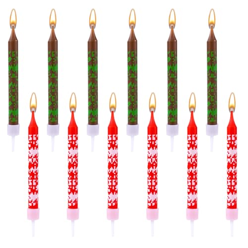 12st Pixel Verjaardagskaarsen, Pixel Kaarsen TNT Thema Verjaardag Kaarsen Pixel Miner verjaardag Taart Kaars Pixel verjaardag partij leveringen voor afstuderen bruiloft partij decoratie