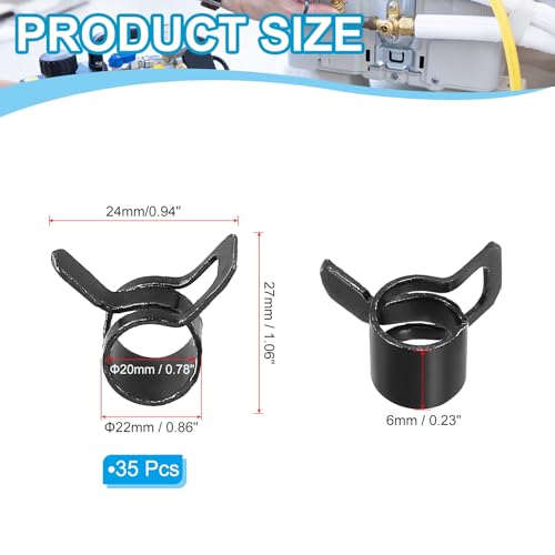 Spring Belt slangklemmen voor 5-6mm OD slang, 35Pcs Siliconen Vacuüm Constante spanningsbanden Clips voor brandstoflijn, Siliconen luchtslang, Waterpijp, Zwart