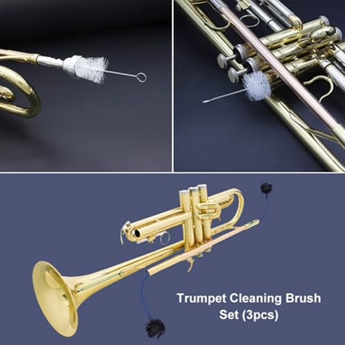 Trompet Care Kit, Trumpet Cleaning Brush Set, Trompet Eigenaar Care Accessoires met metalen handvat, lichtgewicht en draagbare