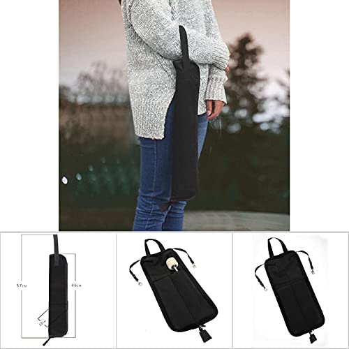 Drumstick tas met buitenzak, standaard nylon borduurzak met draaghandgreep en onderkant-haak, binnenin 2 gleuven voor drumsticks, waterafstotend nylon (koffiekleur) 4