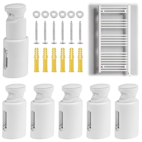 6Pcs Radiator houder, Verstelbare houder voor badkamer Radiatoren, Handdoek Radiator houder, Badkamer Radiator houder, Voor Recht gebogen Badkamer Radiatoren (Wit)