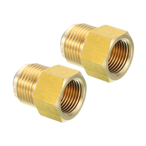 1/2 Inch Vrouwelijke Flare x 5/8 Inch Male Flare Connectors, 2Scs SAE 45 Degree Flare Brass Adapter Flare Pipe Fitting voor Air Gas Line Cooling HVAC