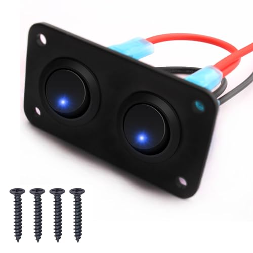 Schakel schakelpaneel met 2 Strips, Blue LED Toggle Switch, 12-24 V, SPST Switch, Rond, voor Auto, Caravan, Vrachtwagen, Boot