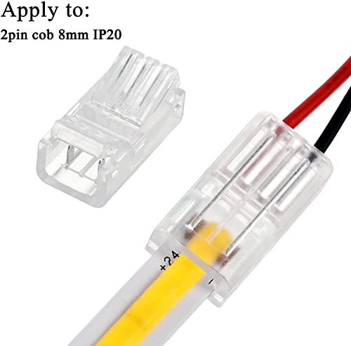3528 2835 2-pins 8 mm RGB LED-lichtconnectorset, inclusief 20 m LED-verlengkabel, een gatvrije aansluiting, voor een snelle aansluiting van 8 mm LED-strips op de draad 4
