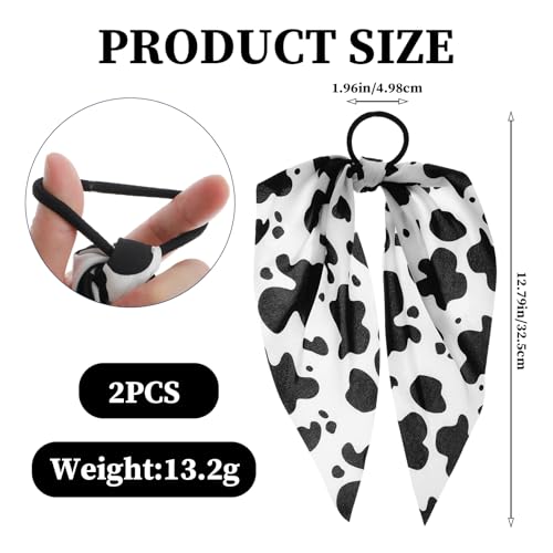 2 stuks Koe Afdrukken Headband Bow Bandana Elastische haarbogen Accessoires Handgemaakt Halloween kostuum Verjaardag Cadeau voor vrouwen meisjes 3