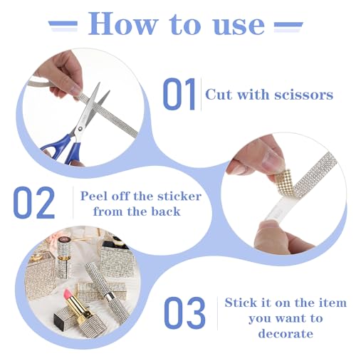 Crystal Rhinestone Band, Glitter Stones Zelfklevende Diamanten Band, Zilver Kleefstof Glitter Band voor Kleding, Bruiloft, Ambachten, Cadeau Decoratie (Zilver) 4