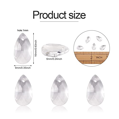 100 st Teardrop Shaped Glazen Kralen, Duidelijke Facet Village Kristal kralen Bovengeborstelde Dangle Hangers voor Jwewelry Chandelier Home Opknoping Decor, Gat: 1mm