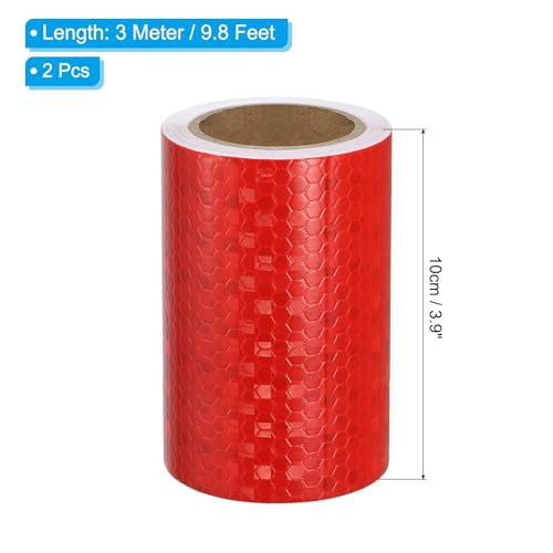 Reflectieve tape, 2 rollen 10 cm x 20 m, waterdichte self-Adhesive Zeer zichtbaar, Outdoor Warning Safety Tape Reflector voor Vrachtwagen, Trailer, Auto, Rood