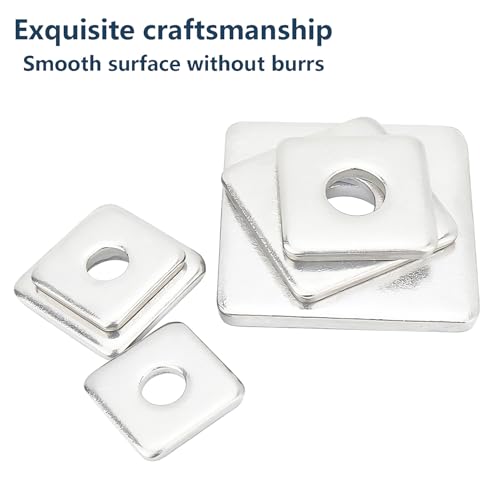 Verpakking van 20 vierkante ringen, M6 roestvrijstalen ringen, vierkante ringen, M6 x 12 x 1 mm, voor bevestiging 4