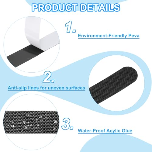 24 Stuks Non Slip Stickers voor Badkuip Veiligheid Douche Vloer Non-Slip Stickers met Self-Adhesive Stickers Scraper voor Badkuip Douche Vloer trap zwart 3