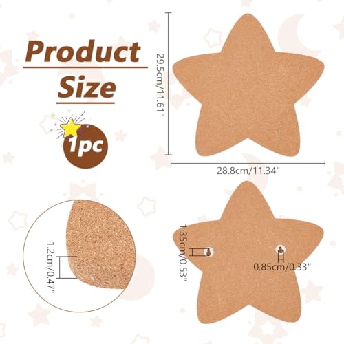 Pin Display Cork Board, Star Cork Brooch Board 1.2cm Dikke Pin Board Houten Bulletin Display Board Wall Mounted Cork Board voor Brooch Pin Storage Office Home Decor, 30x29cm