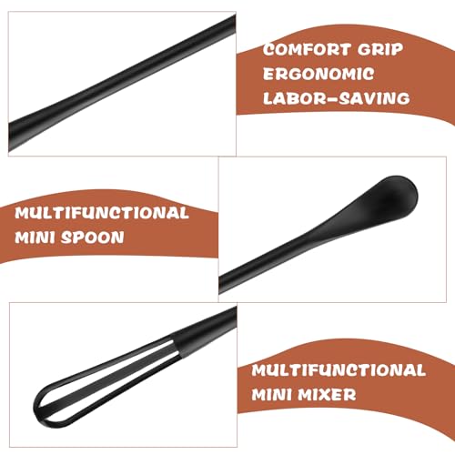 Multifunctionele Mini Whisk, 2 stuks Small 2-in-1 Whisk Utensil Mini Sugar Lepel Small Mixing Ballon Whisk Wisking Tool Set voor het mengen van Whips Ingrediënten Mixing Sausen 5