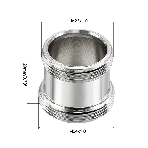 M24*1.0 Male to M22*1.0 Man Thread Faucet Adapter, Chrome Plated Aerator Connector Past op Tuinslang Water Filter, Zilver
