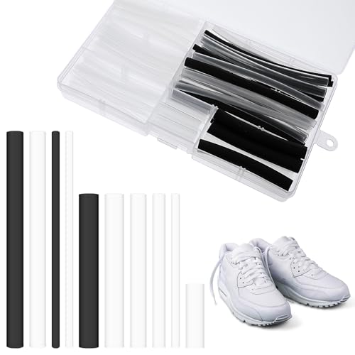 78PCS Sheelace Tips Reparatie Gereedschapsset, Heat Shrink Schoenace Agliets, Universal Plastic Schoen Lace Ends Tips voor het repareren en inkorten Schoenen, Duurzame Plastic Agliet Vervanging