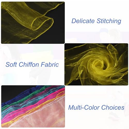 Danssjaals, 12 stuks vierkant jongleren sjaals 45 bij 45 cm voor het spelen, Magic Music, Activiteit, jongleren, Dressing, Geel 3