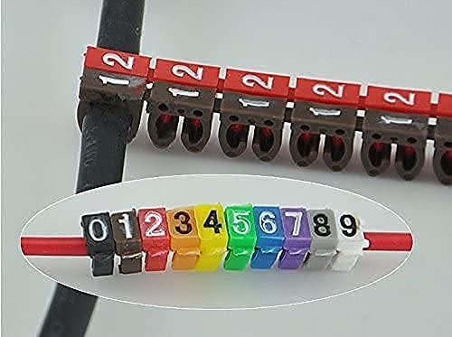 Kabellabel, digitaal clip gecodeerd etiket met 0~9 cijfers, gekleurde plastic kabelmarkering, type C, druppelvrij (2,5 mm2, 100 stuks) 4