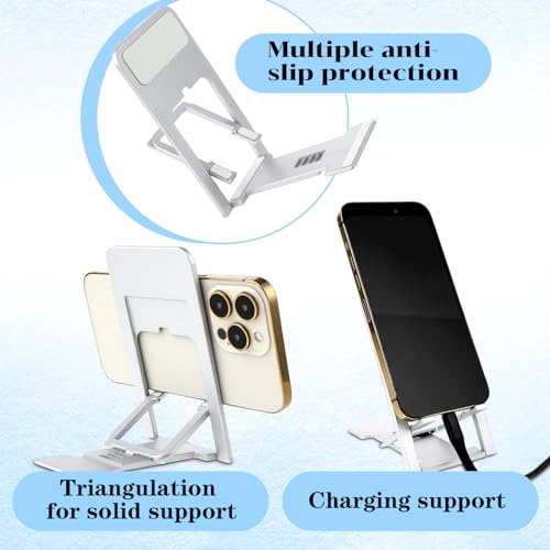 Opvouwbare mobiele telefoonstandaard, draagbare telefoonhouder met 4 hoeken, verstelbare telefoonhouder, bureaustandaard, bureauaccessoires, dunne reishouder voor mobiele telefoon tabletten 3