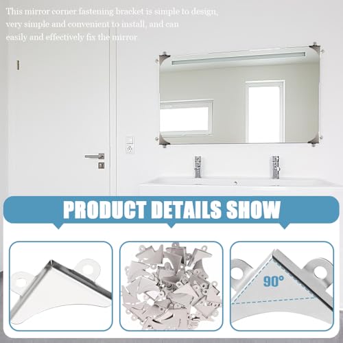 Spiegel Corner Brackets Spiegel Corner Montage Bracket Metalen Photo Frame Bescherming Hoeken Spiegel hangen Kit voor het bevestigen van Badkamer Glas Spiegel Hangende Foto's 4