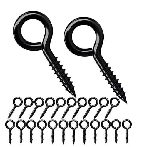 Verpakking van 20 schroeven met oogjes, 23 mm, schroefring, klein schroefgat, zwart
