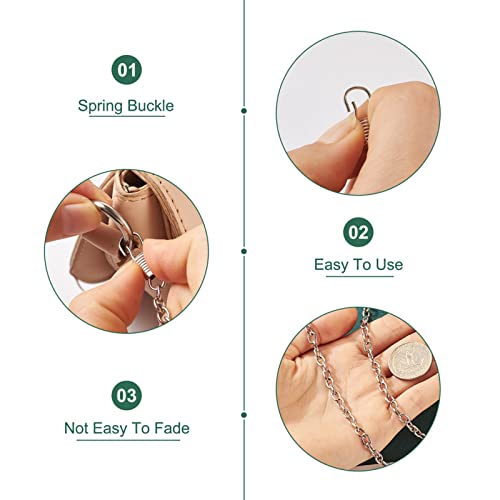 10 stuks tas riem kettingen 120cm Ijzer Flat Kabel Ketting Vervanging handtas kettingen Riemen met metalen sluitingen voor Crossbody schoudertas Purse Clutch, Platinum 3