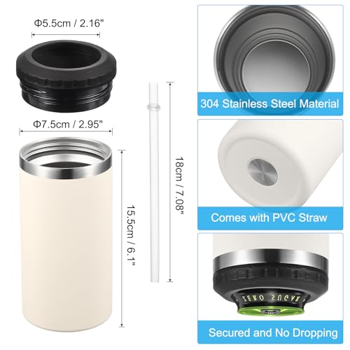 Slim Can Cooler, 16oz Skinny kan geïsoleerd bier sleeve Drinkhouder voor bier soda koffie gewone blikjes en flessen, Beige