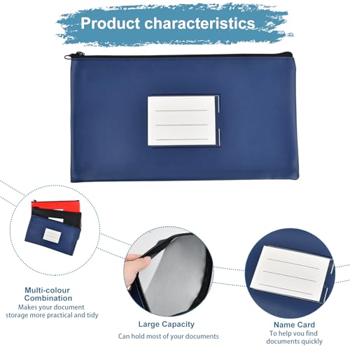 Verpakking van 3, 28 x 15 cm, waterdichte A5 portemonnees voor bankbiljetten en documenten, voor persoonlijk en zakelijk gebruik voor cosmetische paspoorten (B) 4