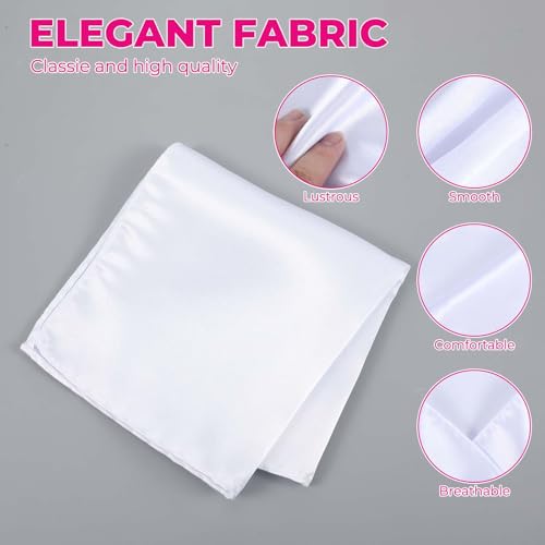 3 stuks Satin Pocket Squares voor mannen, White Pocket Squares Elegante Veganistische Zijde Zakdoek Instellen voor pakken 3