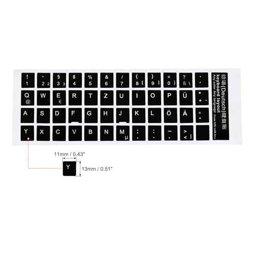 Duitse toetsenbord Stickers, 2 stuks Universal Keyboard Replacement Smooth Cover voor Notebook Bureaublad Computer, Black White Achtergrond Lettering