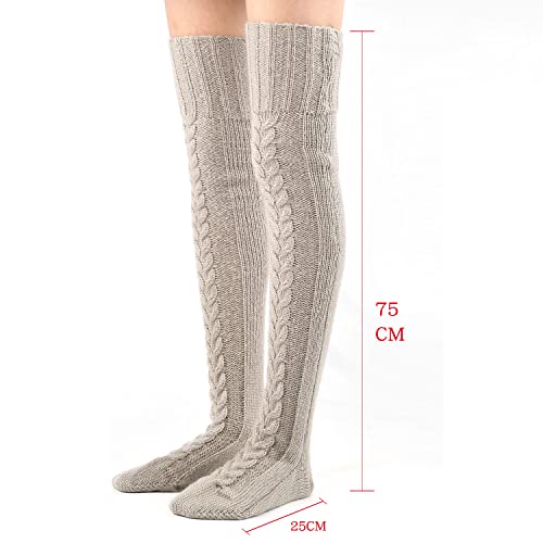 Extra lange kniekousen, warme wintersokken, dikke breikousen, gebreide sokken, meisjes, kniekousen, kousen, winterkousen, gebreide hoge kniekousen 3
