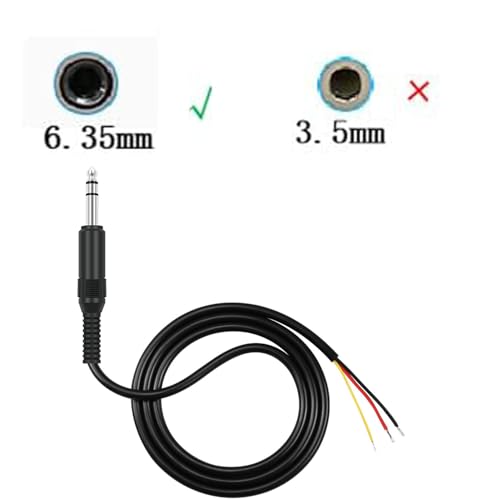 3st 6,35mm 1/4 inch TRS to Bare Wire, 6,35mm Audiokabel, Speakerkabel, TRS Pigtailkabel, Gitaarkabel, Stereoplug, Kabel voor Reparatie Microfoon Speaker Kabel, 1,5m 5