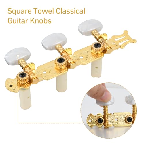 4Pcs Gitaar Tuners Machine Heads 2L+2R, Classical Guitar String Tuning Peg, Metalen Machinekop Open Muziekinstrument Delen met Montage Schroeven voor Akoestische Elektrische Gitaar 4