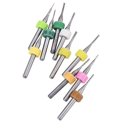 1/8" Motor Mill Gravure Bits, 10Scs Carbide Maling Cutter Tool voor PCB CNC SMT 0,5/0,6/0,7/0,8/0,99/1,0/1,1/1,2/1,4mm 5