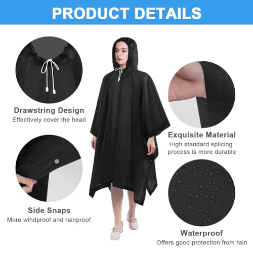 Regen Poncho regenjas voor mannen en vrouwen Herbruikbare waterdicht Rain Cape Rain Jacket EVA Unisex voor Camping Wandelen Reizen Fietsen 4