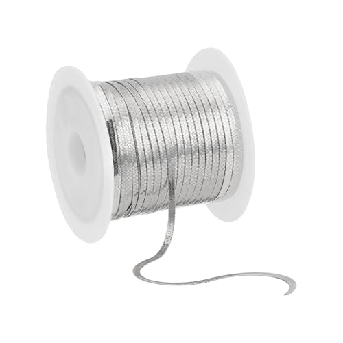 10m Flat Snake Kettingen, 2mm brede roestvrij stalen kettingen voor ketting, armbanden voor creatie, zilver, 2x0.3mm, roestvrij staal, zilver