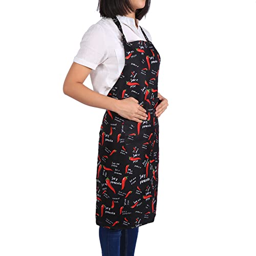 Keukenschorten, verstelbaar waterdicht Cafe Trade Restaurant Chef Schorten Comfortabele jurk voor mannen en vrouwen met zakken, Chili patroon, One Size