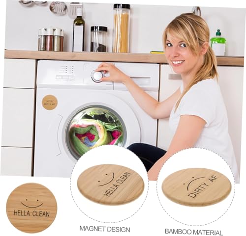Zee 2PCS Bamboe Vaatwasmachine Magneet Ronde Keuken Vaatwasser Magneet Clean Dirt Sign (B) 3