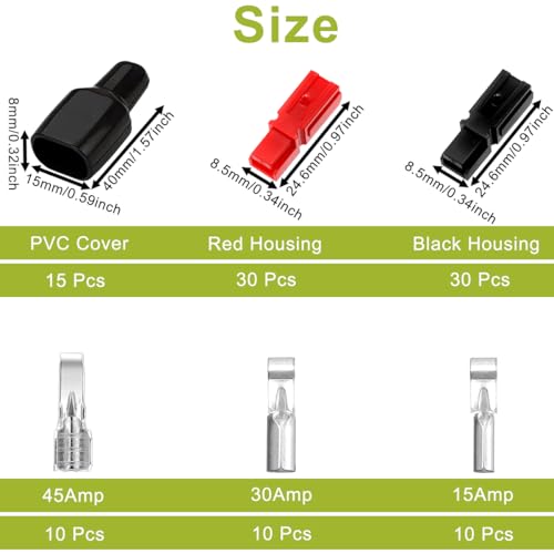 105 stuks 15/30/45 Ampère Stroomconnectoren set, modulaire snelkoppelingen connector met PVC-afwerking, voor communicatiediensten voor elektrische voeding