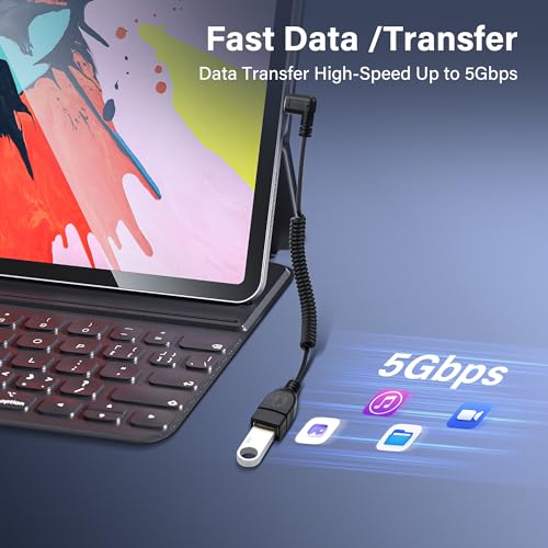 USB Type C Coil Cable 5 Gbit/s Uitbreidbaar 90 Degree USB 3.0 Bus naar USB C Plug, Laadkabel en gegevensoverdracht voor telefoon, tablet en andere USB-C-apparaten (F/R)