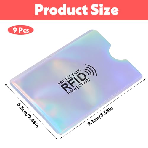 9 Pack RFID-blokkades, 9 kleuren RFID-blokkering, creditcardcase, RFID Kaarthouder Portemonnee Identiteitsdiefstal bescherming Preventie voor vrouwen en, Multicolour, Minimalistisch met gekleurde 3
