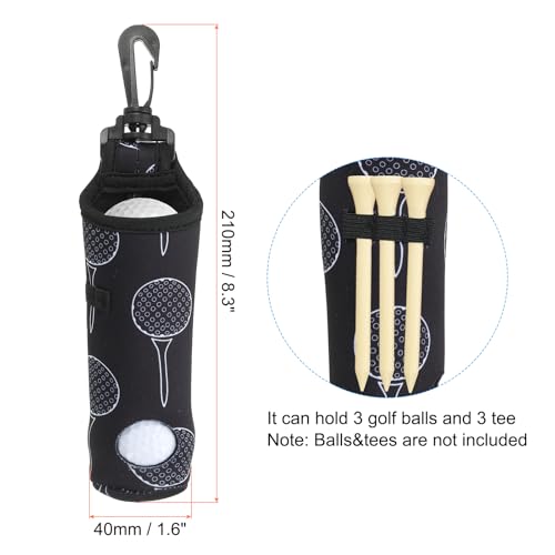 Golfbal draagtas, Draagbare neopreen golfbalhouder met clip voor mannen en vrouwen, zwart
