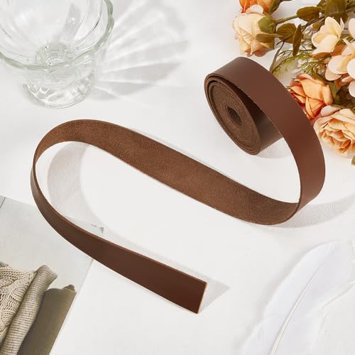 PU lederen armband, 25mm brede platte lederen riemen voor one-sided gereedschap, lederen Strips voor sieraden ambachten, DIY Projecten, kameel 4