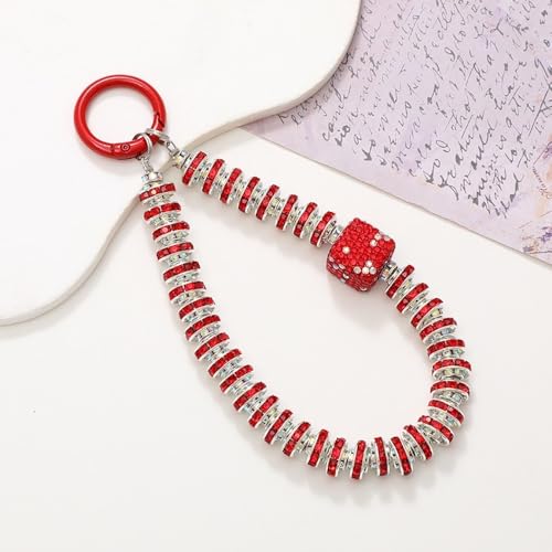 Universele korte parels mobiele telefoon ketting, glitter strass mobiele telefoon parels lanyard armband ketting mobiele telefoon armband mobiele telefoon sieraden sleutelhanger