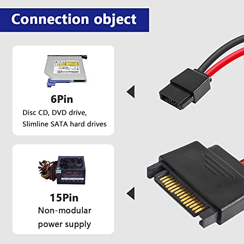 4 st 15 Pin Man naar SATA 6 Pin Vrouwelijke Slimline SATA Power Cable voor Slimline SATA harde schijven 12" 5