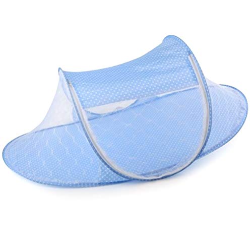 Spacnana Portable Foldable Baby Bed, Mosquito Net Tent, pasgeboren slaapbed Travel Bed for Babies and Children (Sky Blue, Green, 110x60x40cm)