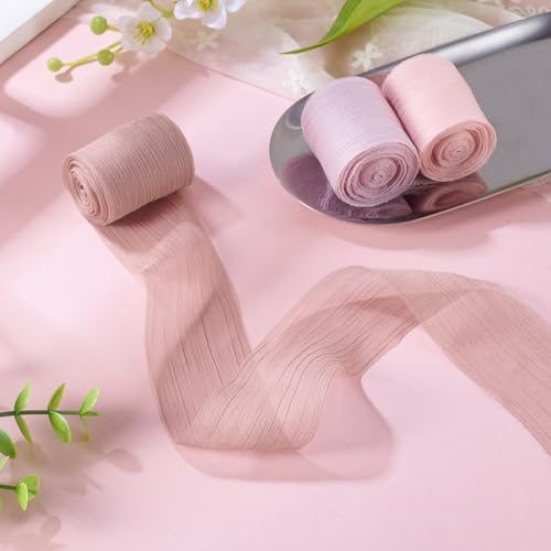 3 rollen gerimpeld chiffon pint 3 kleuren 36 mm gerimpeld polyester verrommeld deurenschijnend organza pint voor strikkransen boek ontwikkeling klassiek decoratie, koraal 4