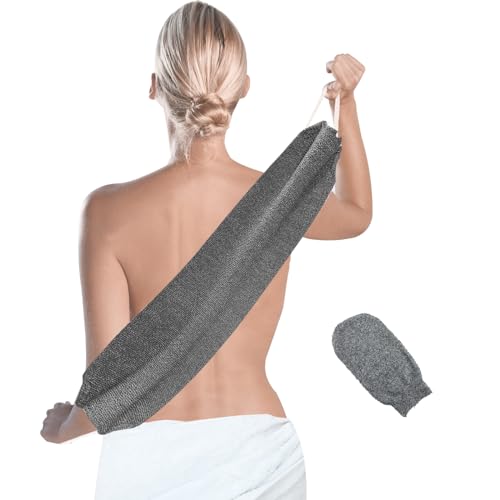 Douche terug Scrubbers Dubbele laag/zij-terug Wasser voor douche met handgrepen body scrubber Exfoliator voor vrouwen met body scrub handschoenen