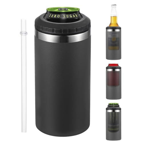 Slim Can Cooler, 16oz Skinny kan geïsoleerd bier Sleeve Drinkhouder voor bier Soda koffie gewone blikken en flessen, zwart