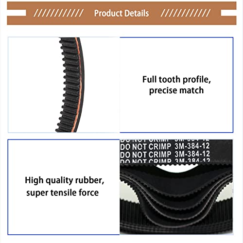 3M-384-12 Versterkte Clutch Drive Belt, Yuecoom Premium Starter Generator Belt Vervanging Gesynchroniseerde Drive Belt Motorfiets Accessoires (zwart) 4