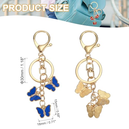 Butterfly Charm, Enamel Keychain Leuke vlinder hanger sleutelhanger tas accessoires Auto Ring Hanger voor Handbag Keys, Blauw