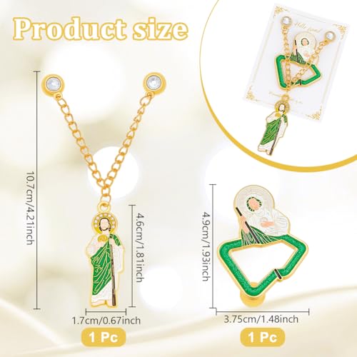 1 Paar Hoed Ketting Naalden, Gepersonaliseerde Hoed Decoraties Pins Christ Hat Brooch voor Baseball Caps Model Lovers Badge Lapel Decoratie, Gouden Groen, 4,2 inch